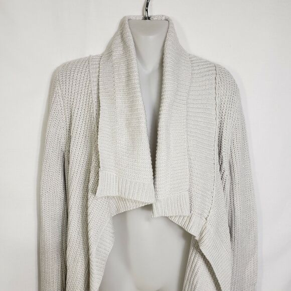Christopher & Banks Womens Cardigan Sweater Small Cream Cascade Open Front Knit - Picture 3 of 12